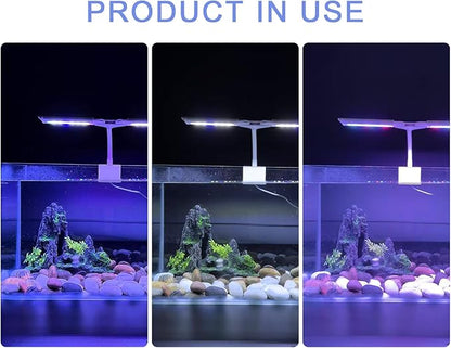 Aquarium Light Clip on Fish Tank Light Full Spectrum Plants Lights with Timer Auto On Off, 3 Colors Mode, 360° Adjustable 2 Light Bar, Aquarium Lamp Suitable for 8-14 Inch Fish Tank