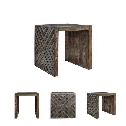 Signature Design by Ashley Dreggan Casual End Table with Diamond Pattern, Dark Brown