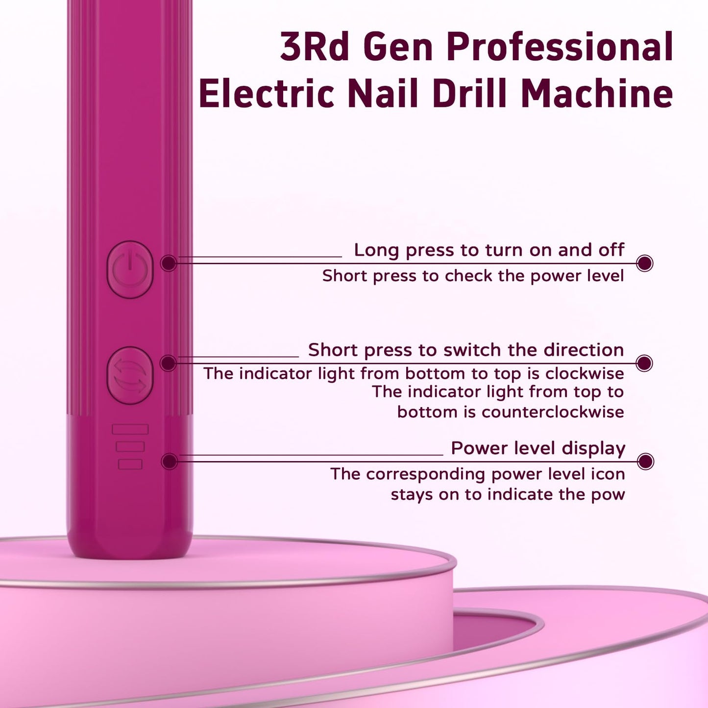 Professional Nail Drill Set, 2,0000 RPM Electric Nail File with 12 Grinding Head & 100Pcs Sanding Bands for Acrylic Gel Nails, Manicure and Polishing (Beige)