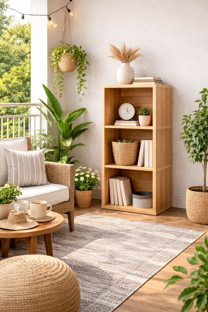 YCICI 3 Cube Storage Shelf, 3 Cube Storage Organizer, 3 Tier Bookshelf Small Bookcase, Wooden Book Shelf for Bedroom, Small Bookshelf for Living Room and Office (3 Tier, Natural)