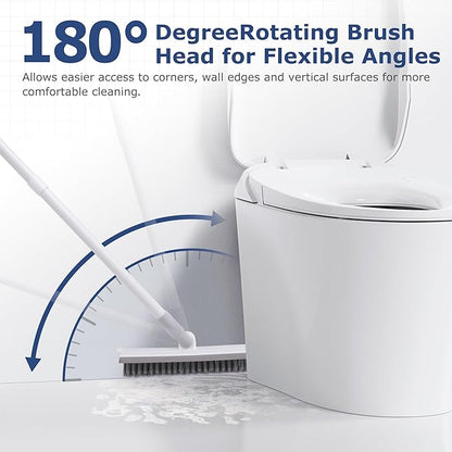 Grout Brush with Long Handle, Floor Cleaning Scrubber with Stiff Bristles