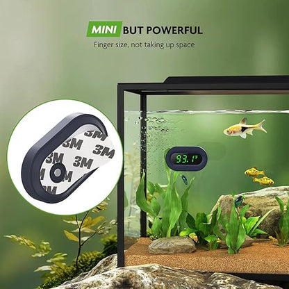 PAIZOO Aquarium Thermometer Digital, LED Display Fish Tank Thermometer Stick On Highly Accurate to ±0.9℉, Wireless Temperature Measurement for Fish, Betta, Aquatic, Replaceable Battery