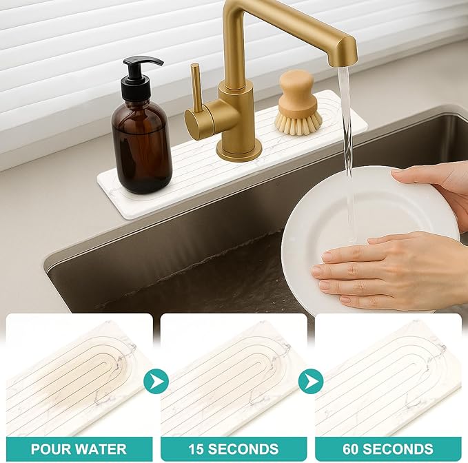 Small White Marble Stone Faucet Mat