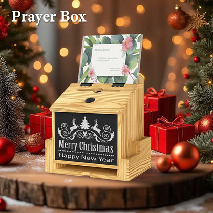 Wooden Suggestion Box with Acrylic Sign Holder, Locking Donation Box for Prayer, Comment , Ballot & Fundraising, Office Feedback Box With 50 Suggestion Cards and Pens, Wall Mounted or Countertop
