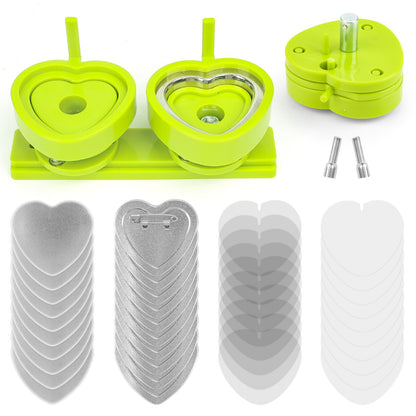 Heart Shaped Button Maker Interchangeable Die Mold 58 MM for Slide Rail Button Maker Machine Button Part Supplies Accessories for Pin Press Machine