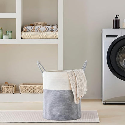 VIPOSCO Large Laundry Hamper, Tall Woven Rope Storage Basket
