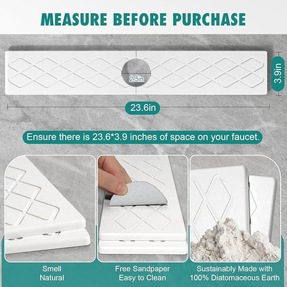 23.6 Inch Stone Faucet Mat for Kitchen Sink, Diatomite Absorbent Fast Drying