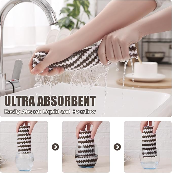 Homaxy Kitchen Towels, Ultra Soft and Absorbent Dish Towels, Reusable Fast