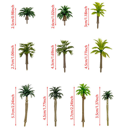 Cayway 50 PCS Model Trees Coconut Palm Model Trees, Mixed Model Trees for Model Train Railway Architecture Diorama DIY Scenery Landscape