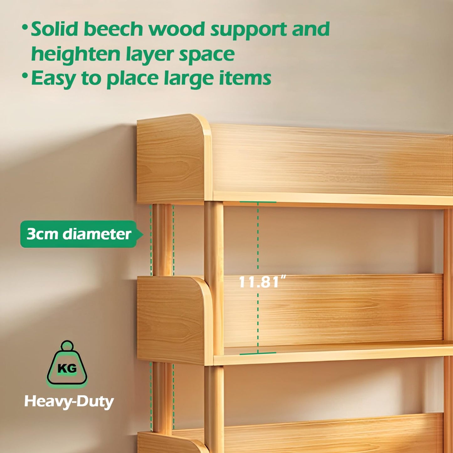OSCHF 5-Tier Wooden Open Bookcase - Modern Display Bookshelf with Top Edge and Solid Wood Frame for Home and Office, Storage Cabinet, Oak