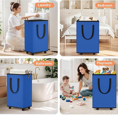 Laundry Basket with Wheels, Collapsible Laundry Baskets, Laundry Hamper with