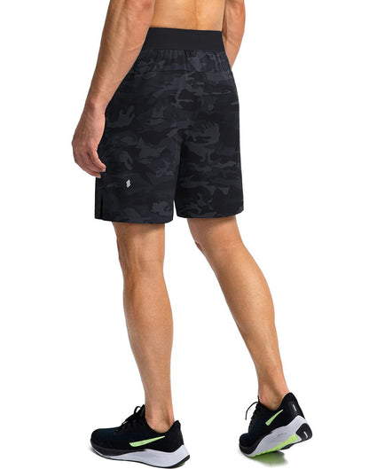 Soothfeel Men's Running Shorts with Zipper Pockets 7 Inch Lightweight Quick Dry Gym Athletic Workout Shorts for Men (Grey Camo, S)