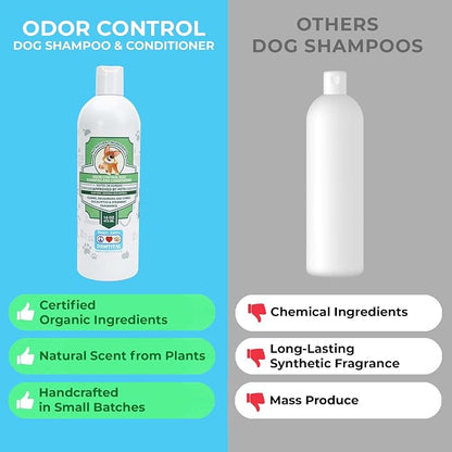 Pawtitas Dog Shampoo and Conditioner All Natural and Hypoallergenic Shampoo for Puppy Made with Certified Organic Natural Herbs Dog Conditioner - 16 Oz Dog Shampoo Made with Eucalyptus & Spearmint