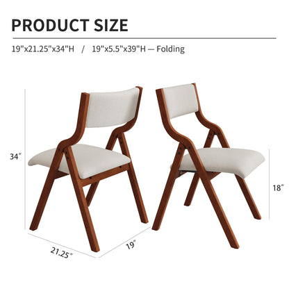 YOPTO Folding Wooden Chairs Set of 2 with Padded Seat,Portable Dining Chairs W/Ergonomically Designed Back and Cushion,for Dining Room,Restaurant,Kitchen,Office