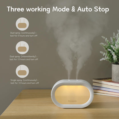 Deevepanda Small Dual Cool Mist Humidifier for Bedroom, 500ml Mini Plant Humidifier Indoor, Rechargeable Battery Powered Portable Desk Baby Humidifier for Kids Room Home Baby Nursery, Office, White