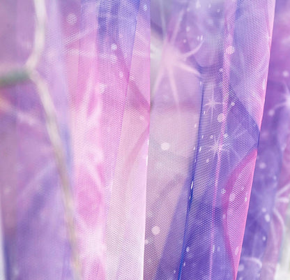 Mengersi Tie Dye Canopy Bed Curtains with Lights,Gradient Ombre Bed Canopy for Girls,Canopy for Bed Princess Bed Drapes for Girls Room Decor(Twin,Purple)