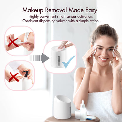 ISIMEE Automatic Makeup Remover Dispenser, Electric Micellar Water Dispenser, 6.8OZ Smart Cleansing Water Dispenser, Type-C Charger 4 Months Battery Life for Liquid Oil Facial Toner White 3.5''x4.3''