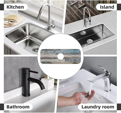 Vintage Rustic Farmhouse Blue Wood Kitchen Sink Splash Guard Faucet Mat 1 Pcs