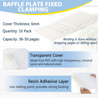 Thermal Binding Machine 500 Sheets Capacity Book Binding Material 110V Binding Machine A3(Short Edge)/A4/A5 Document Heat Binder with 10Pcs Covers (White)