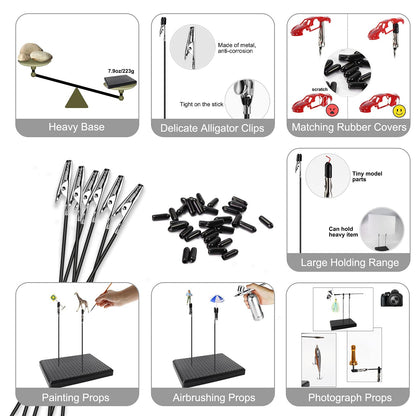 GJJC19B Painting Stand Big Base 14 x 19 Holes and 20pcs Alligator Clip Stick Set Modeling Tools for Airbrush Hobby Model Parts New