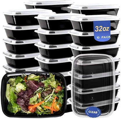 32oz 10 Pack Meal Prep Containers Reusable BPA-Free, Disposable Food Storage