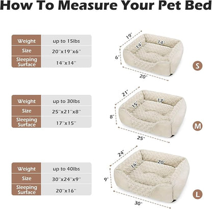 INVENHO Large Dog Bed Rectangle Washable Orthopedic Soft Calming Sleeping Durable Pet Cuddler with Anti-Slip Bottom