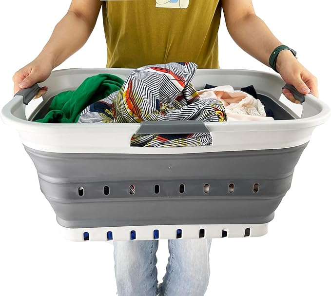 SAMMART 42L Collapsible Plastic Laundry Basket