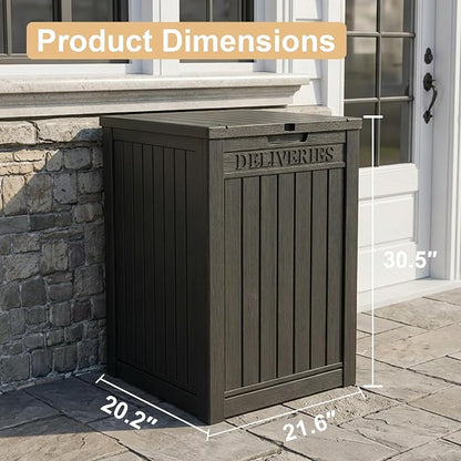 PatioZen Package Delivery Box 55 Gallon with Lockable Secure,Outdoor Package Drop Container Waterproof for Porch Patio and Curbside(Black)