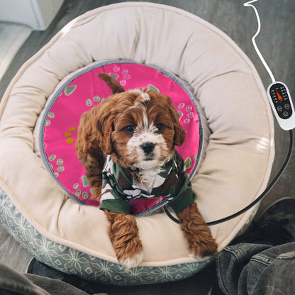 furrybaby Pet Heating Pad, Waterproof Dog Heating Pad Mat for Cat with Durable Anti-Bite Tube Indoor for Puppies Dogs Cats (1 Pack Black, 17 X 17in, Temp Adjustable)
