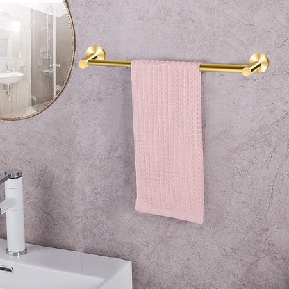 MGahyi Towel Racks for Bathroom-Adjustable Towel Holder(13.18inch-24inch) Sturdy and Rustproof Towel Bar Wall Mounted, Single Towel Bar Rod for Bathroom Accessories (Gold, 2Pcs-Towel Bar)