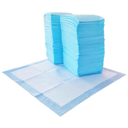 Amazon Basics Scented Dog and Puppy Pee Pads, 5-Layer Leak-Proof Super Absorbent, Quick-Dry Surface, Potty Training, Regular (22x22"), 100 Count, Blue & White
