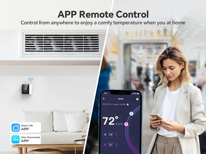 vine Smart Thermostat for House, WiFi Thermostats for Home Compatible with Alexa and Google Assistant, 7day x 8period Programmable, Energy Star Certified, C-Wire Required
