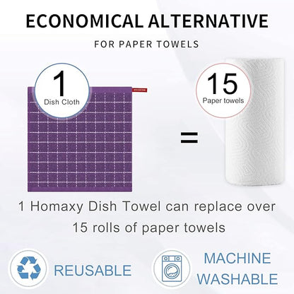 Homaxy 100% Cotton Terry Kitchen Dish Cloths, Ultra Soft and Absorbent Dish