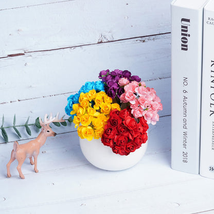 Haakong 240Pcs Artificial Paper Rose Mini Rose Flower Mini Paper Flower Crafts Artificial Paper Flowers (Random Color)