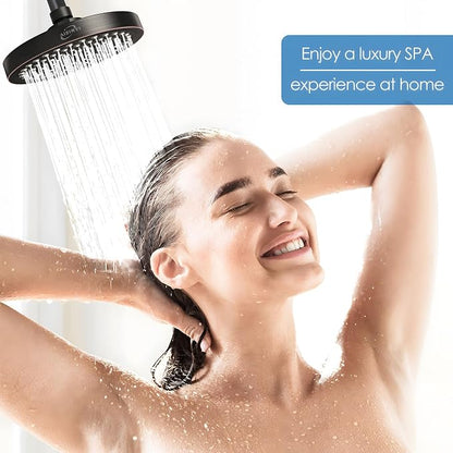 High Pressure Rainfall Shower Head, 6 Inches Modern Showerhead with Perfect Adjustable Replacement, Removable Restrictor, Easy Installation for Your Bathroom Shower Heads (Oil Rubbed Bronze)
