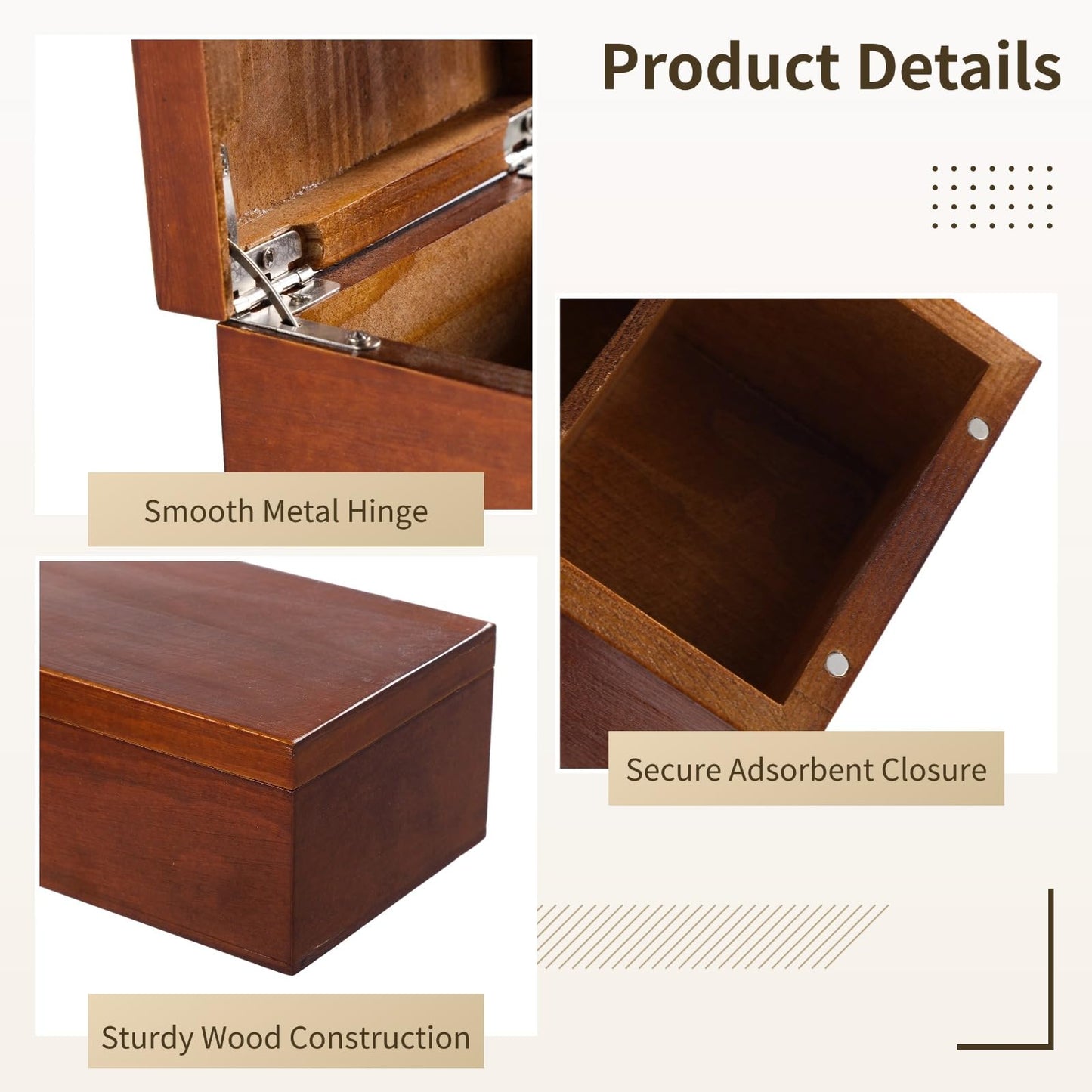DORMIYA Wooden Business Card Holder, 4-Compartment Card Storage Box, Business Card Organizer, Desktop Divided Index Card Box for Office, Home, 11.1×4.4×3"