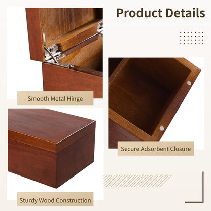 DORMIYA Wooden Business Card Holder, 4-Compartment Card Storage Box, Business Card Organizer, Desktop Divided Index Card Box for Office, Home, 11.1×4.4×3"