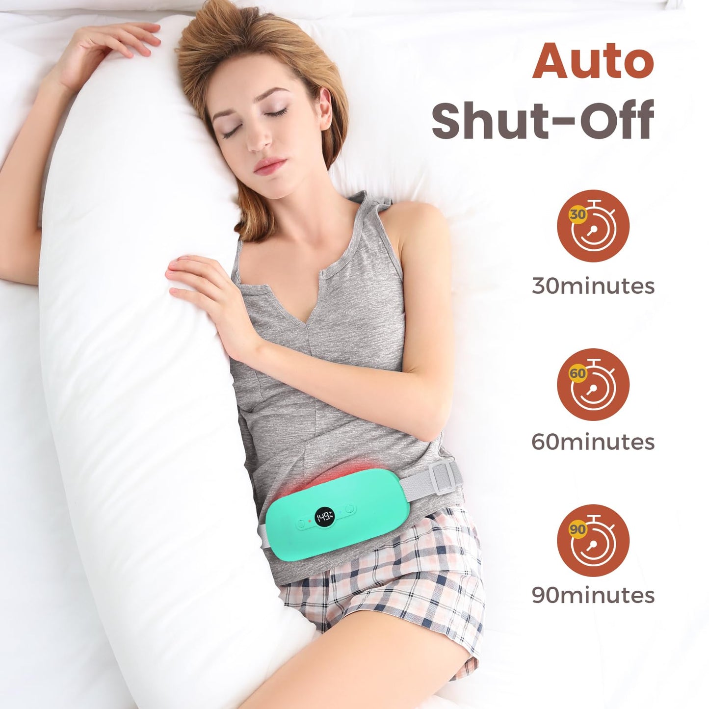 NOWWISH Heating Pad for Period Cramps Pain Relief, Portable Electric Cordless Menstrual Heating Pad Rechargeable with 6 Heat Levels and 6 Massage Modes, Christmas Gifts for Women Teen Girls, Pink
