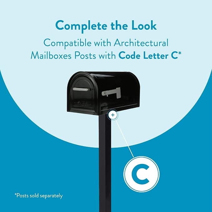 Architectural Mailboxes Reliant Locking Post Mount Mailbox, Black, Large | Galvanized steel build with concealed secure lock and key and a magnetic door closure. USPS approved. Includes 2 keys.