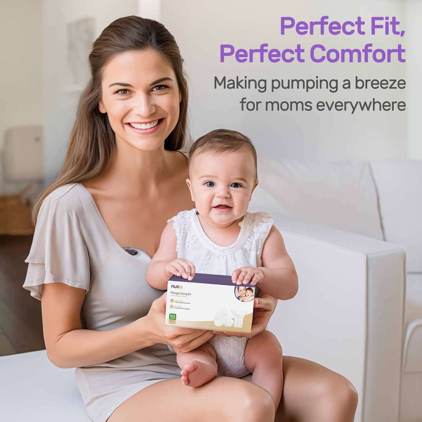 Nuliie 10PCS Flange Sizing Kit 13/15/17/19/21mm for 24mm Flange/Shield of Most Pumps, Silicone Flanges Insert for Momcozy/Spectra Electric Breast Pumps, Pumping Essential Kit for Moms