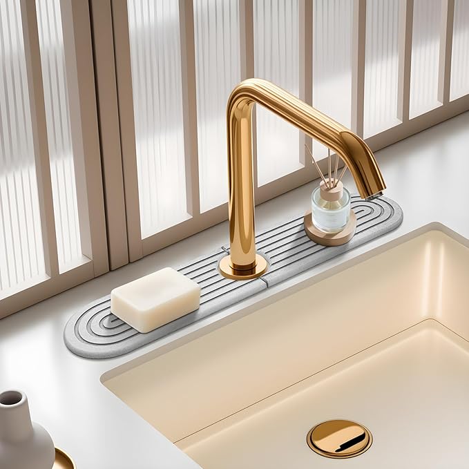 Diatomite Stone Faucet Mat For Kitchen Sink-Absorbent Fast Drying Stone Sink