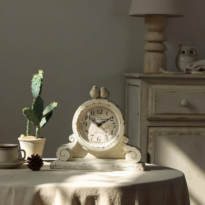 NIKKY HOME Vintage Bird Mantel Clock, Shabby Chic Wooden Table Clock