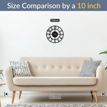 LEIKE Arabic Numeral Wall Clock 10IN Battery Operated Black, Silent Non Ticking, Wall Clocks for Living Room Decor, Small Classic for School, Office, Home, Kitchen, Bedroom