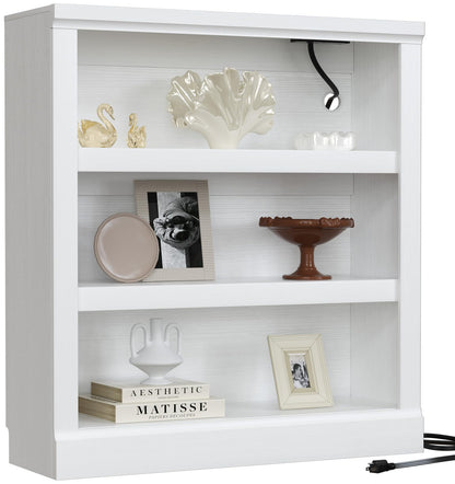 Unikito 3-Tier Storage Bookcase with Adjustable Shelves, Modern Wood Storage Organizer Rack, Free Standing Decorative Display Shelf for Home Office, Living Room and Bedroom-White