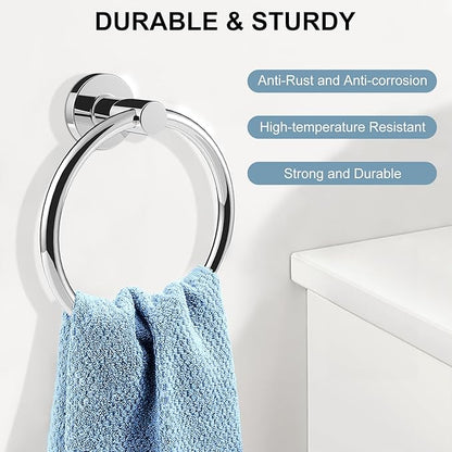 SetSail Towel Holder for Bathroom Wall Screw-in 3 Packs Towel Ring Stainless