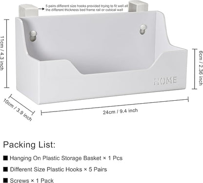Bedside Caddy Hanging Storage Basket Little Size Plastic Beside Shelf Hang-on