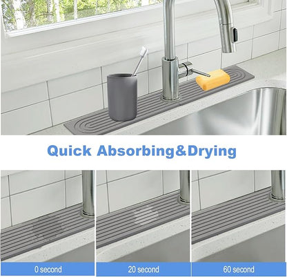 Stone Faucet Mat for Kitchen Sink- 23.6''x 3.9''Diatomite Fast-Drying Faucet Mat