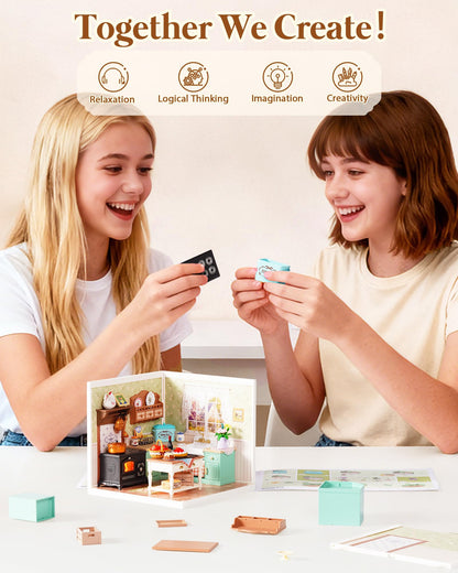 Rolife Super Creator Kits, Tiny House Building Blocks for Little Dolls, DIY Plastic Mini House Model Building Kits for Teens Aged 14+, DIY Crafts/Hobbies for Adult(Farmhouse Kitchen)