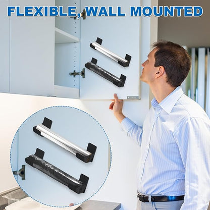 4pcs 2.5 Inch Small Trash Bag Holder, Plastic Trash Bag Dispenser Roll Holder Wall Mount Shopping Grocery Roll Organizer for Cabinet Kitchen Organization and Storage Rack (Black)