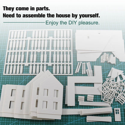 HO Scale Model Blank Village Two-Story House Kit Unassembled Christmas Building for Model Railroad (JZHO6871JJ)